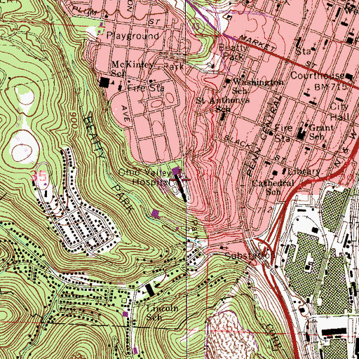 Topographic Map of Acuity Specialty Hospital - Ohio Valley at Steubenville, OH