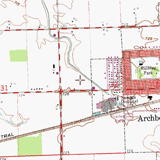 Topographic Map of Archbold Medical Center, OH