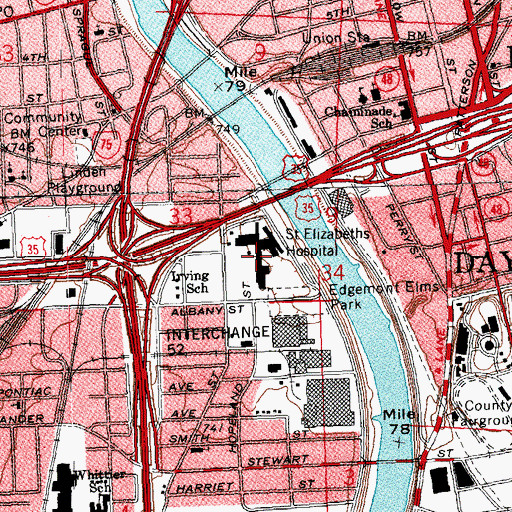 Topographic Map of Riverview Health Institute, OH
