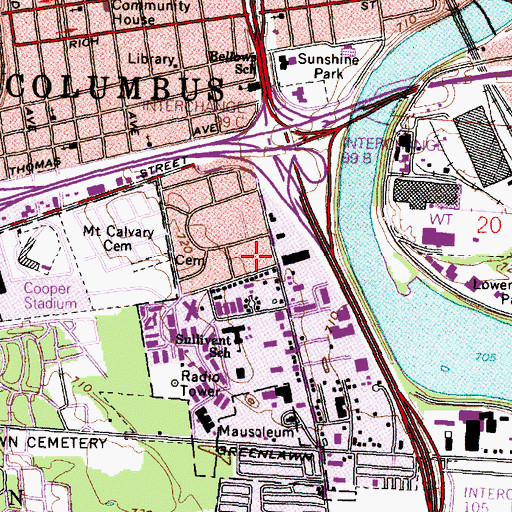 Topographic Map of Pomegranate Health System of Central Ohio, OH