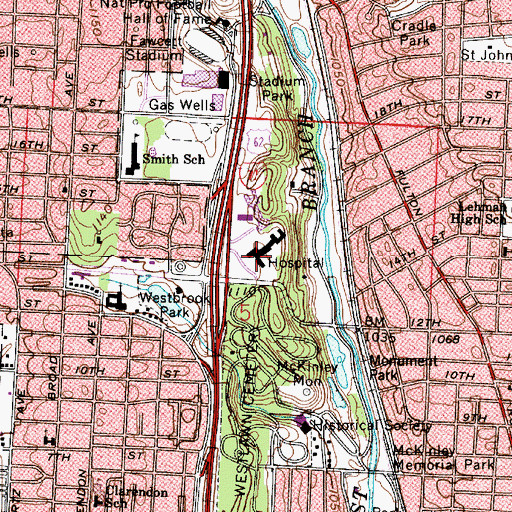 Topographic Map of Select Specialty Hospital - Northeast Ohio Canton Campus, OH