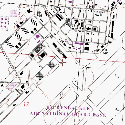 Topographic Map of Rickenbacker Air Force Base Fire Department, OH