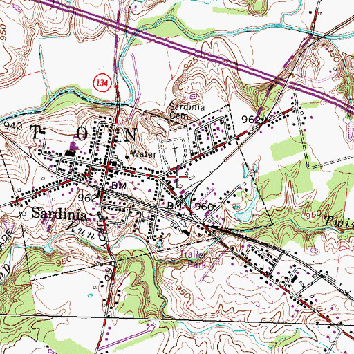 Topographic Map of Sardinia Emergency Medical Service, OH