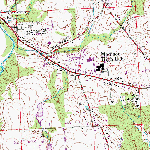 Topographic Map of Madison Township Fire Department Station 153, OH
