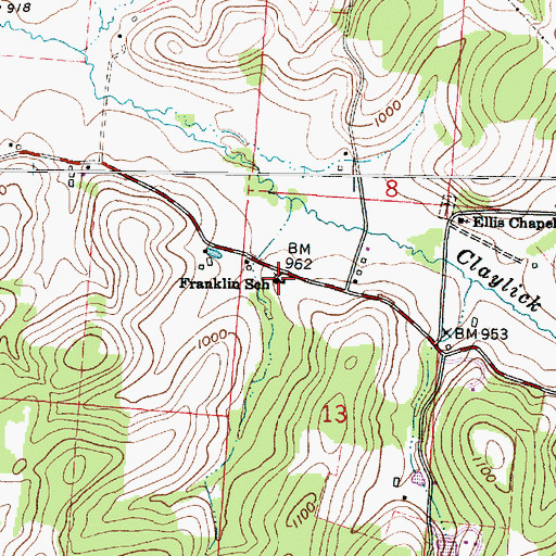 Topographic Map of Licking Township Fire Company Station 2, OH