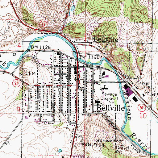 Topographic Map of Bellville Rescue Squad, OH