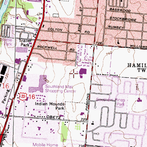 Topographic Map of Columbus Division of Fire Training Bureau, OH