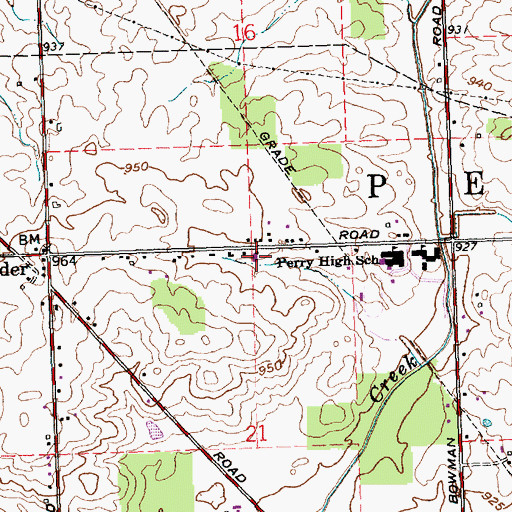 Topographic Map of Perry Township Rescue Squad, OH
