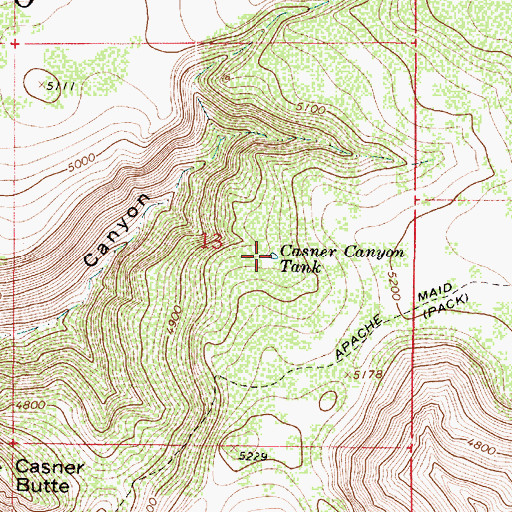 Topographic Map of Casner Canyon Tank, AZ