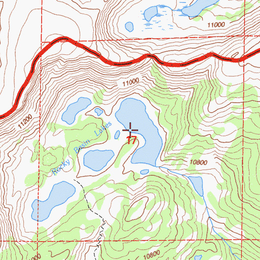Topographic Map of Rocky Basin Lakes, CA