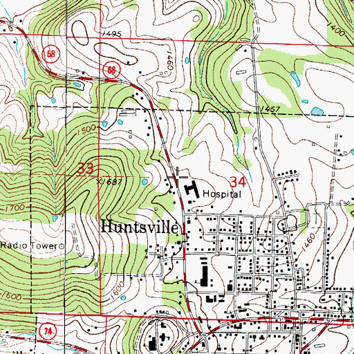Topographic Map of Boston Mountain Rural Health, AR
