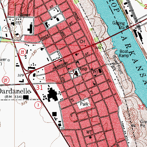 Topographic Map of River Valley Medical Center, AR