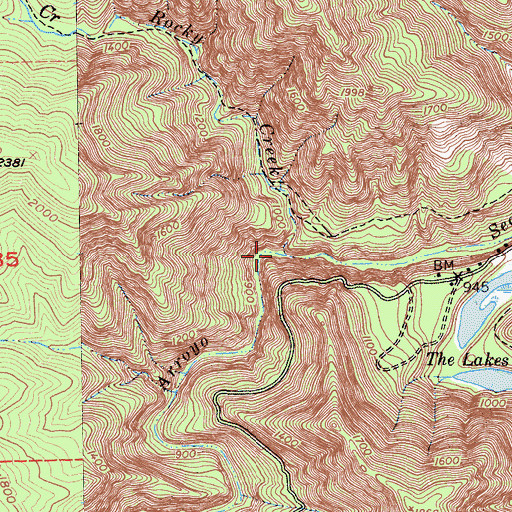 Topographic Map of Rocky Creek, CA
