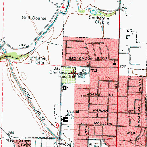 Topographic Map of Great River Medical Center, AR