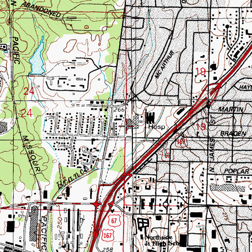 Topographic Map of North Metro Medical Center, AR