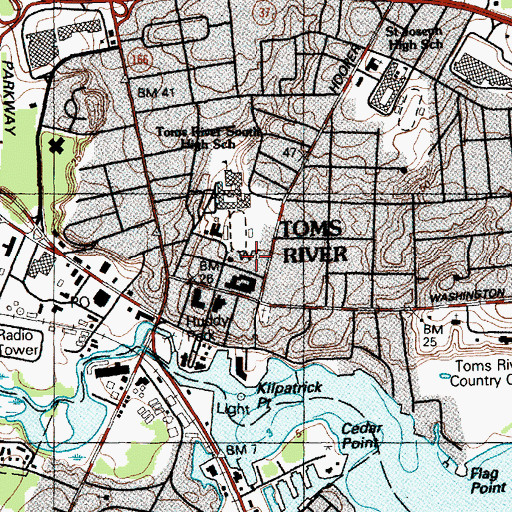 Topographic Map of Ocean County Jail, NJ