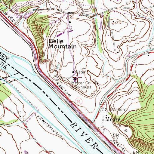 Topographic Map of Mercer County Correction Center, NJ