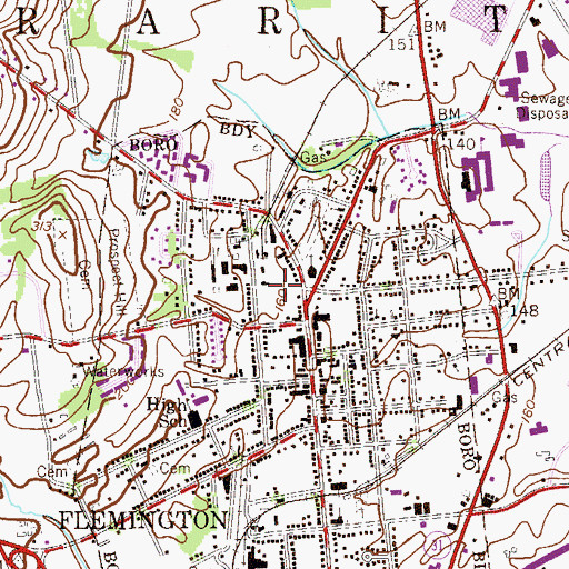 Topographic Map of Hunterdon County Division of Corrections Center, NJ