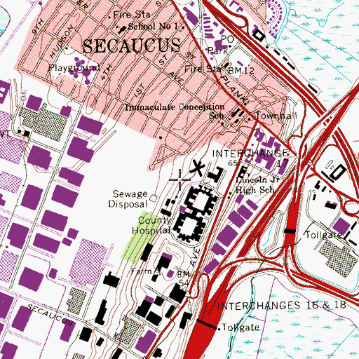 Topographic Map of Hudson County Juvenile Detention Center, NJ