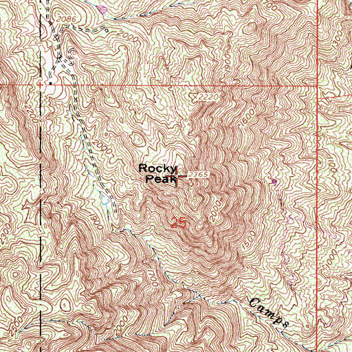Topographic Map of Rocky Peak, CA