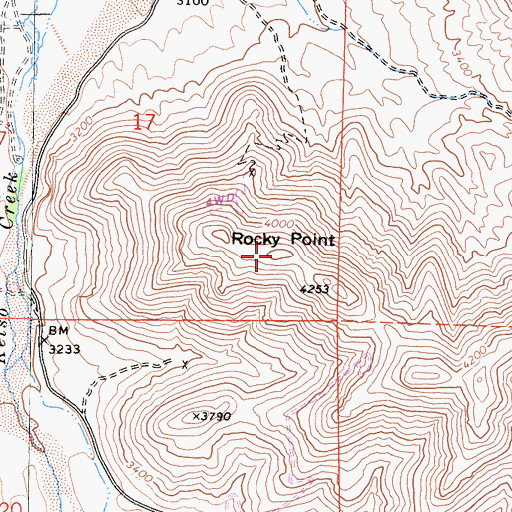 Topographic Map of Rocky Point, CA