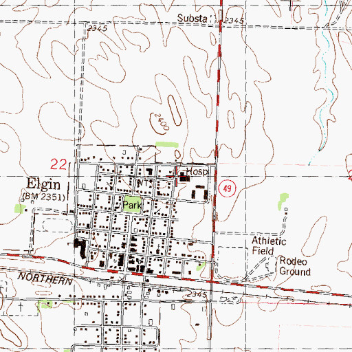 Topographic Map of Jacobson Memorial Hospital Care Center, ND