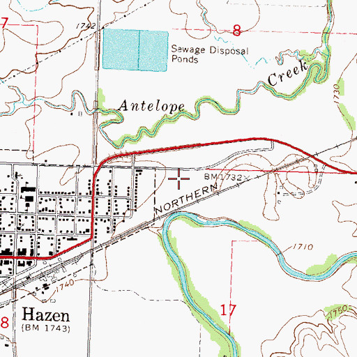 Topographic Map of Sakakawea Medical Center, ND