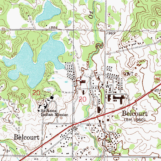 Topographic Map of Quentin Burdick Memorial Hospital, ND