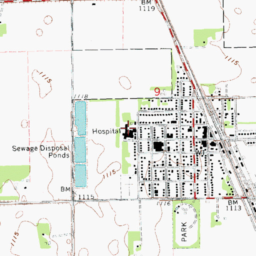 Topographic Map of Northwood Deaconess Health Center, ND