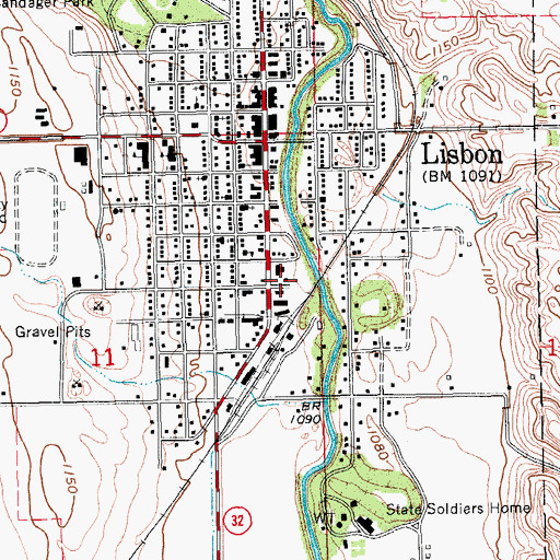Topographic Map of Lisbon Area Health Services, ND