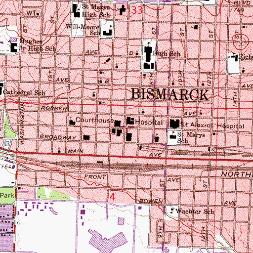 Topographic Map of Sanford Transplant Center Bismark, ND