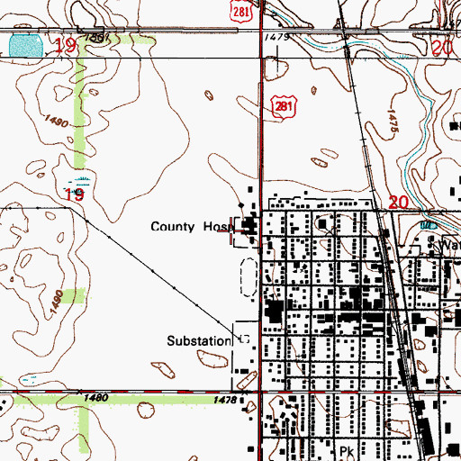Topographic Map of Towner County Medical Center, ND