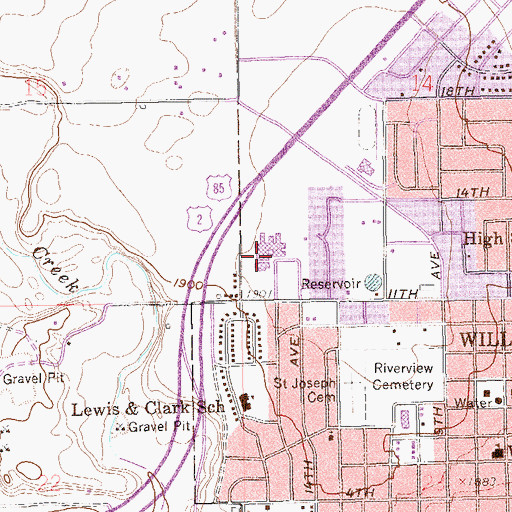Topographic Map of CHI St Alexius Health Williston Medical Center, ND