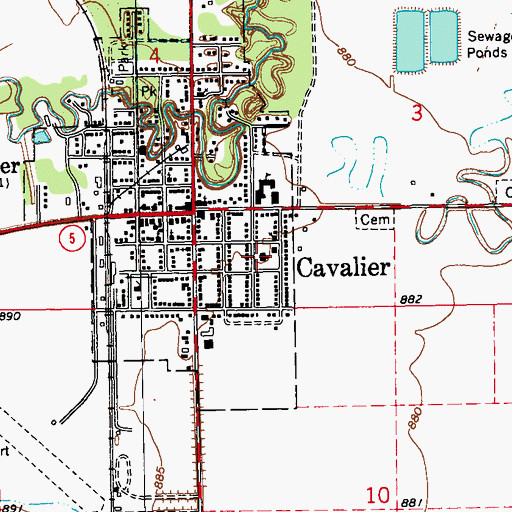 Topographic Map of Pembina County Memorial Hospital, ND