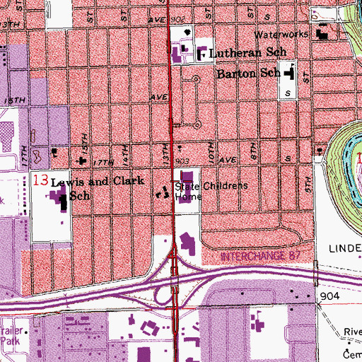 Topographic Map of Sanford South University Hospital Fargo, ND