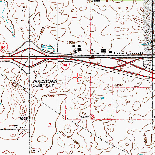 Topographic Map of Jamestown Regional Medical Center, ND