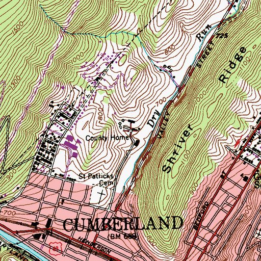 Topographic Map of Allegany County Sheriff's Office, MD