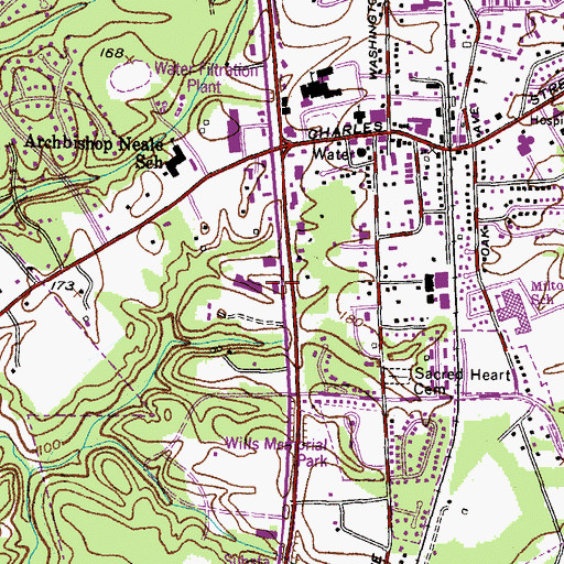 Topographic Map of Charles County Sheriff's Office La Plata Division, MD