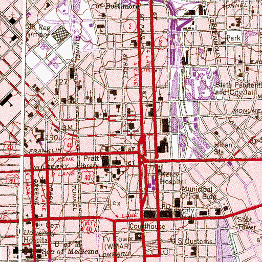 Topographic Map of Peabody Institute of The John Hopkins University Campus Police, MD