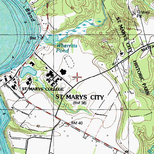 Topographic Map of Saint Mary's College of Maryland Office of Public Safety, MD