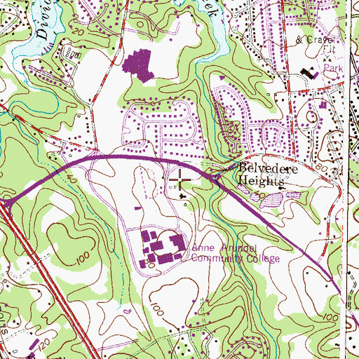 Topographic Map of Anne Arundel Community College Department of Public Safety, MD