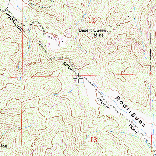 Topographic Map of Rodriguez Spur Truck Trail, CA