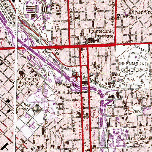 Topographic Map of Amtrak Police Department, MD