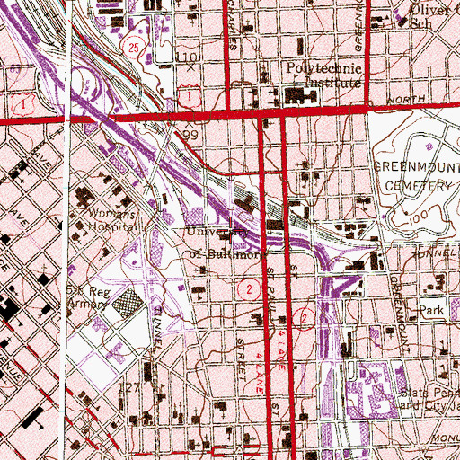Topographic Map of University of Baltimore Police, MD
