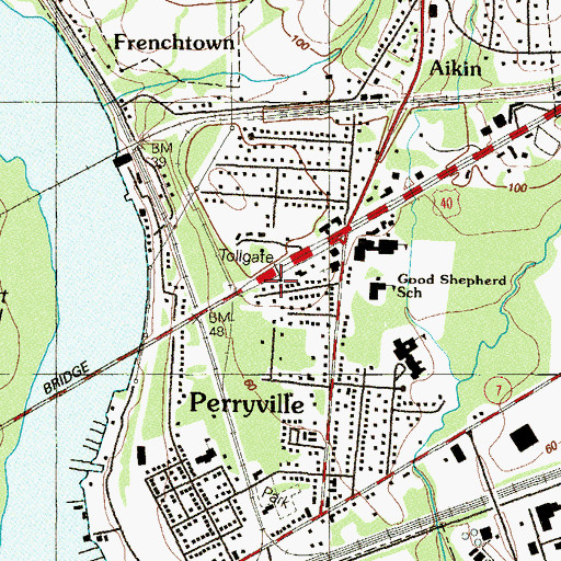 Topographic Map of Maryland Transportation Authority Police Facility Thomas J Hatem Detachment, MD