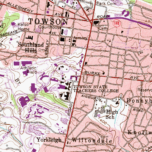 Topographic Map of Towson State University Police Station, MD