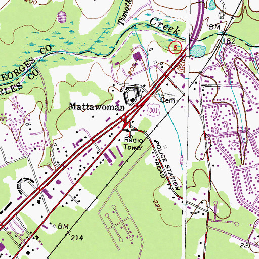 Topographic Map of Maryland Natural Resource Police Southern Region Waldorf Office, MD