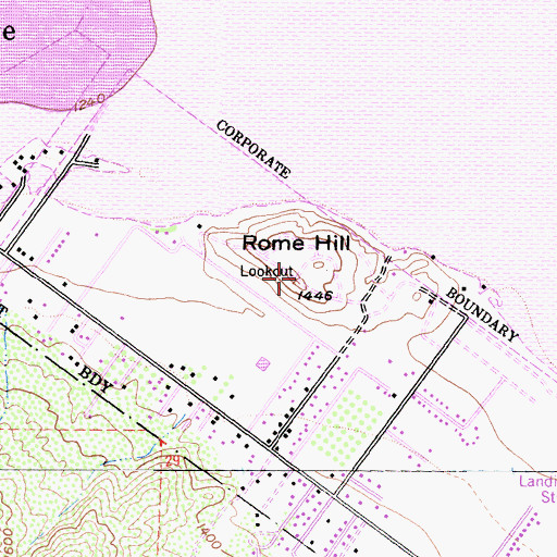 Topographic Map of Rome Hill, CA