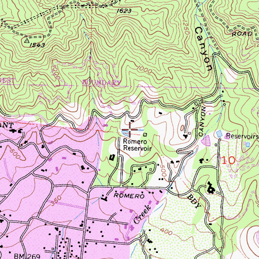Topographic Map of Romero Reservoir, CA