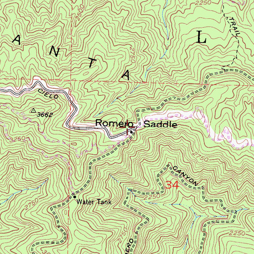 Topographic Map of Romero Saddle, CA